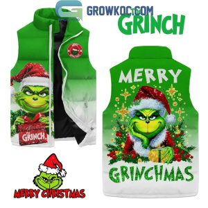 The Grinch Merry Glowing Grinchmas Christmas Sleeveless Puffer Jacket