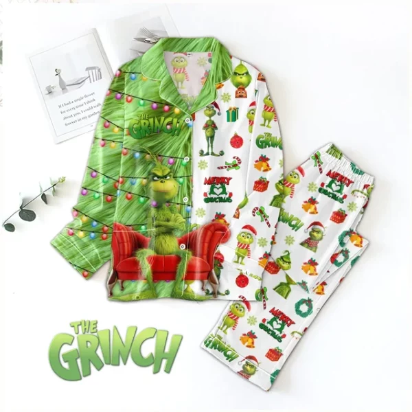 The Grinch Waiting For Xmas Christmas 2024 Polyester Pajamas Set