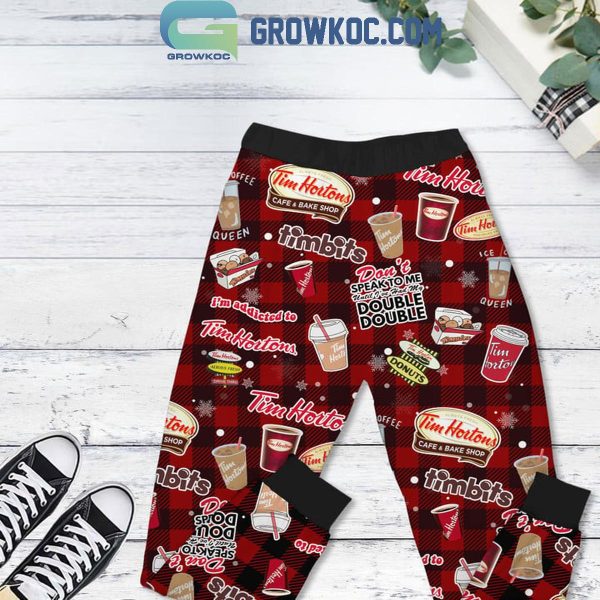 Tim Horton’s Just A Coffee Timbits Kinda Girl Christmas Fleece Pajamas Set