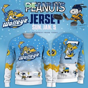 Toledo Walleye Hockey 2024 Peanuts Night Christmas Ugly Sweater