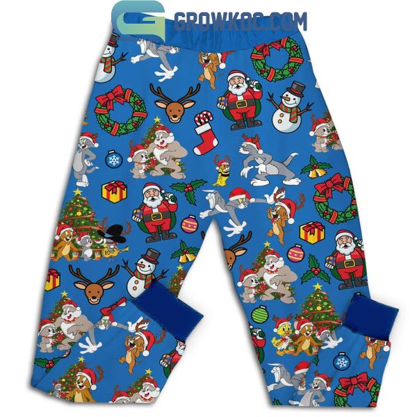 Tom And Jerry Playing Time Of Christmas 2024 Fleece Pajamas Set