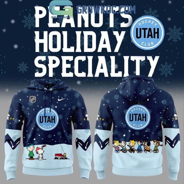 Utah Hockey Club Cheer Christmas Night With Peanuts And Snoopy Hoodie Long Pants