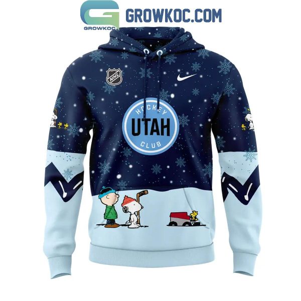 Utah Hockey Club Cheer Christmas Night With Peanuts And Snoopy Hoodie Long Pants