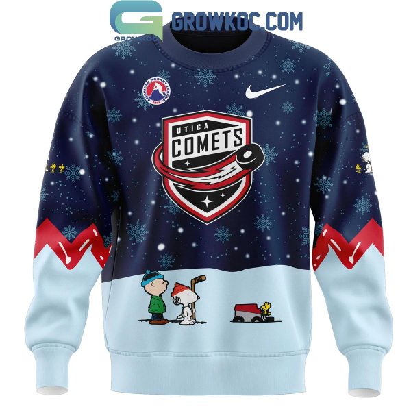 Utica Comets Peanuts Snoopy Celebrating Christmas Night Hoodie Long Pants