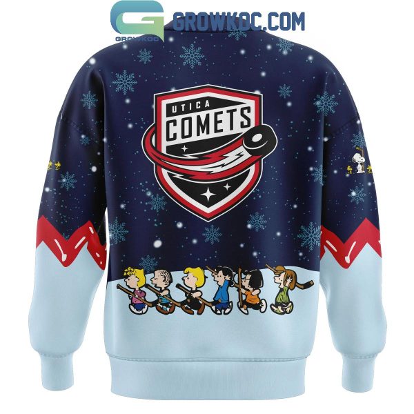 Utica Comets Peanuts Snoopy Celebrating Christmas Night Hoodie Long Pants