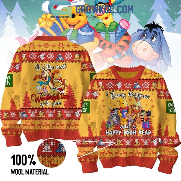 Winnie The Pooh Beary Christmas And A Happy Pooh Year 2025 Ugly Sweater