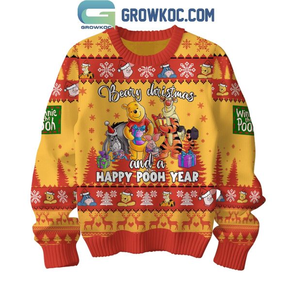 Winnie The Pooh Beary Christmas And A Happy Pooh Year 2025 Ugly Sweater