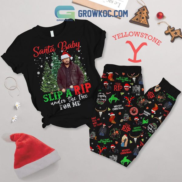 Yellowstone Santa Baby Slip A Rip Under The Tree 2024 Fleece Pajamas Set