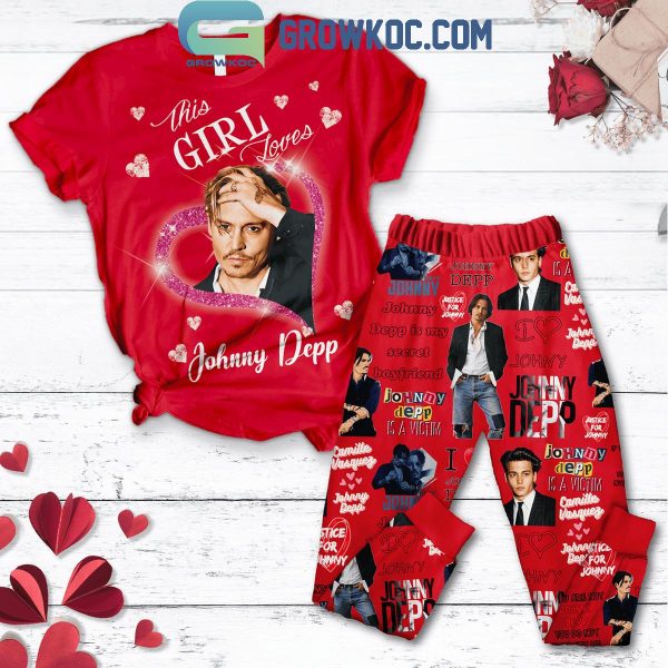 Johnny Deep This Girl Loves Him A Lot Valentine’s Day Fleece Pajamas Set