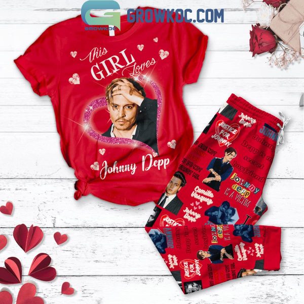 Johnny Deep This Girl Loves Him A Lot Valentine’s Day Fleece Pajamas Set