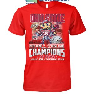 Ohio State Buckeyes 2025 Rose Bowl Game Champions Go Bucks T-Shirt