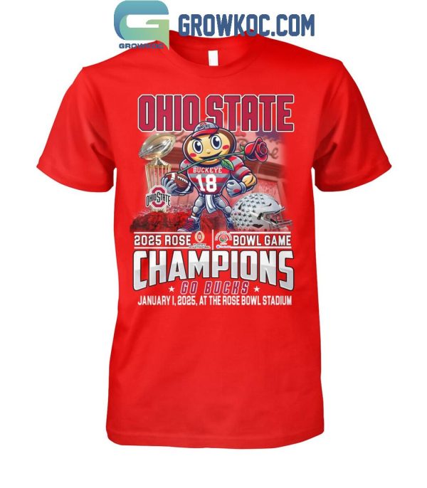 Ohio State Buckeyes 2025 Rose Bowl Game Champions Go Bucks T-Shirt