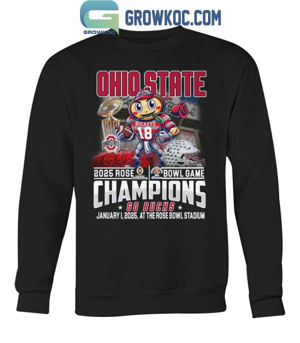 Ohio State Buckeyes 2025 Rose Bowl Game Champions Go Bucks T-Shirt