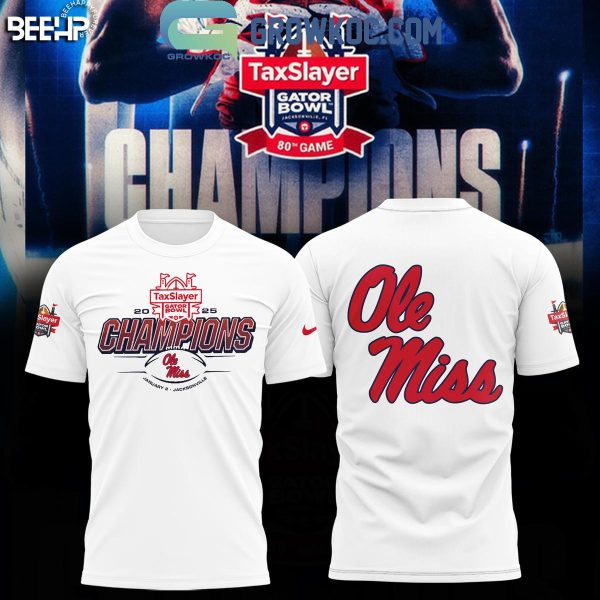 Ole Miss Rebels 2025 Taxslayer Gator Bowl Champions Football Hoodie T-Shirt