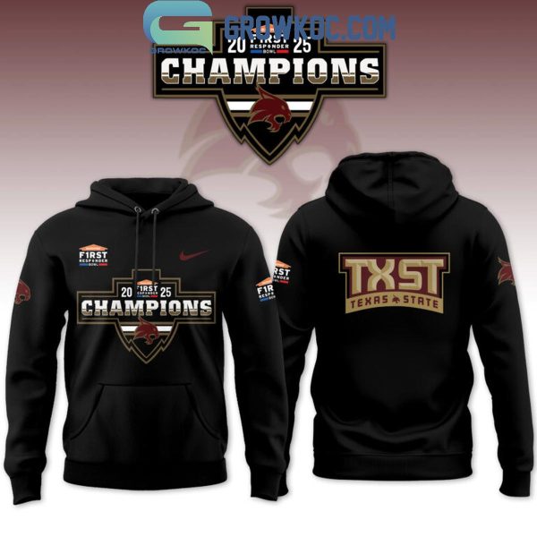 Texas State Bobcats 2025 First Responder Bowl Champions Celebrating Hoodie T-Shirt