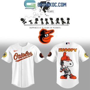 Baltimore Orioles Happiness Is 75 Years Of Peanuts Baseball Jersey