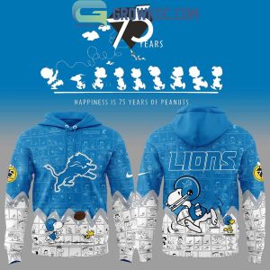 Detroit Lions 75th Anniversary Snoopy Peanuts Hoodie T Shirt