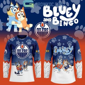 Edmonton Oilers Bluey And Bingo 2025 Hockey Jersey