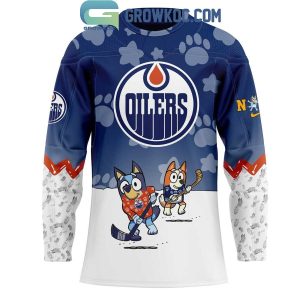 Edmonton Oilers Bluey And Bingo 2025 Hockey Jersey