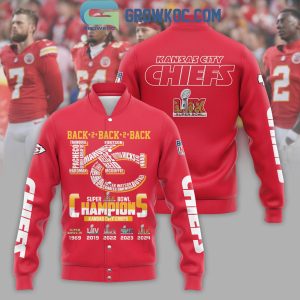 Kansas City Chiefs Back 2 Back 2 Back Super Bowl Champions Baseball Jacket