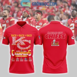 Kansas City Chiefs Back 2 Back 2 Back Super Bowl Champions Polo Shirt