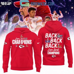 Kansas City Chiefs Super Bowl LIX Back to Back to Back Champions Hoodie T Shirt