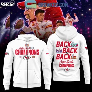 Kansas City Chiefs Super Bowl LIX Back to Back to Back Champions Hoodie T Shirt