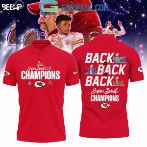 Kansas City Chiefs Super Bowl LIX Back to Back to Back Champions Polo Shirt