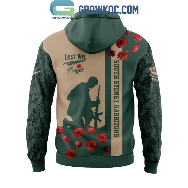 South Sydney Rabbitohs We Will Remember Anzac Day Hoodie T Shirt