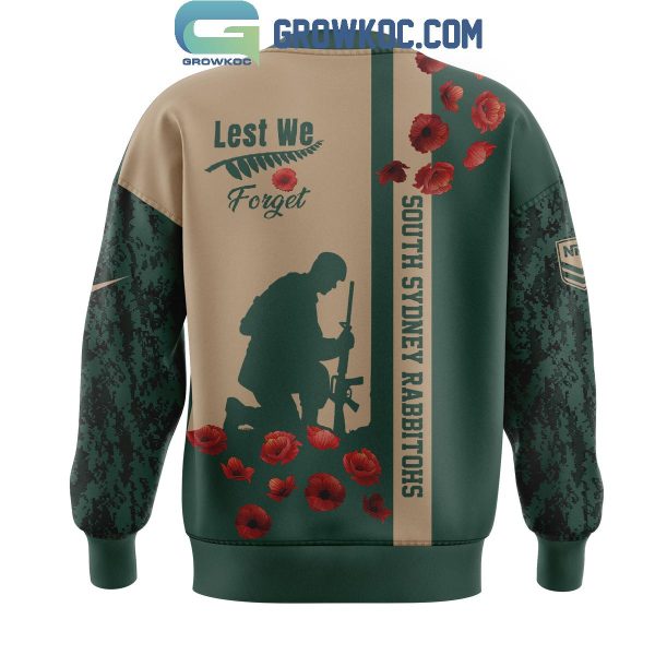 South Sydney Rabbitohs We Will Remember Anzac Day Hoodie T Shirt