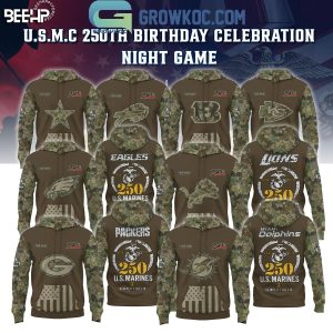 All Team NFL Celebration USMC 250th Birthday Hoodie Shirt
