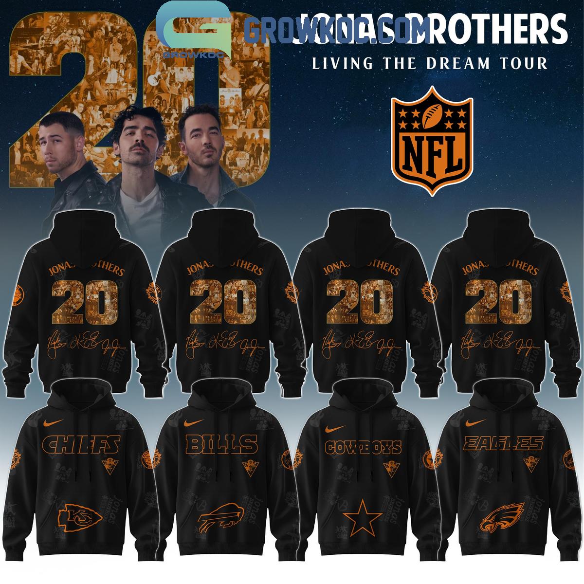 All Teams NFL x Jonas Brothers Living The Dream Tour 2025 Hoodie Shirt All Teams NFL x Jonas Brothers Living The Dream Tour 2025 Hoodie Shirt