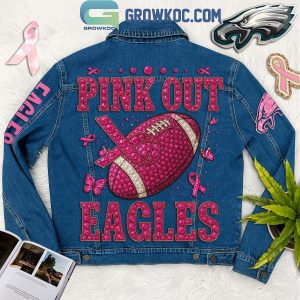 Philadelphia Eagles Pink Out Cancer Denim Jacket