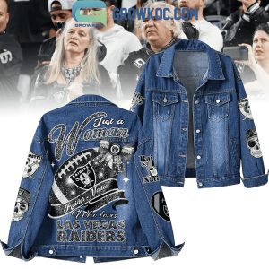Raider Nation Just A Woman Who Loves Las Vegas Raiders Denim Jacket