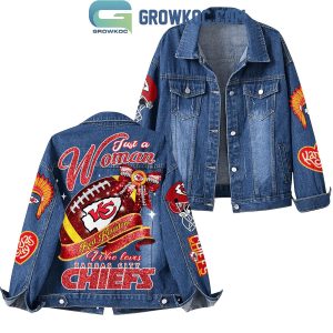 Red Kingdom Just A Woman Who Loves Kansas City Chiefs Denim Jacket