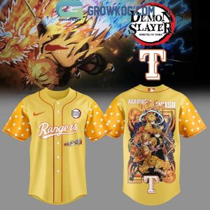 Texas Rangers x Agatsuma Zenitsu Demon Slayer Infinity Catsle 2025 Jersey