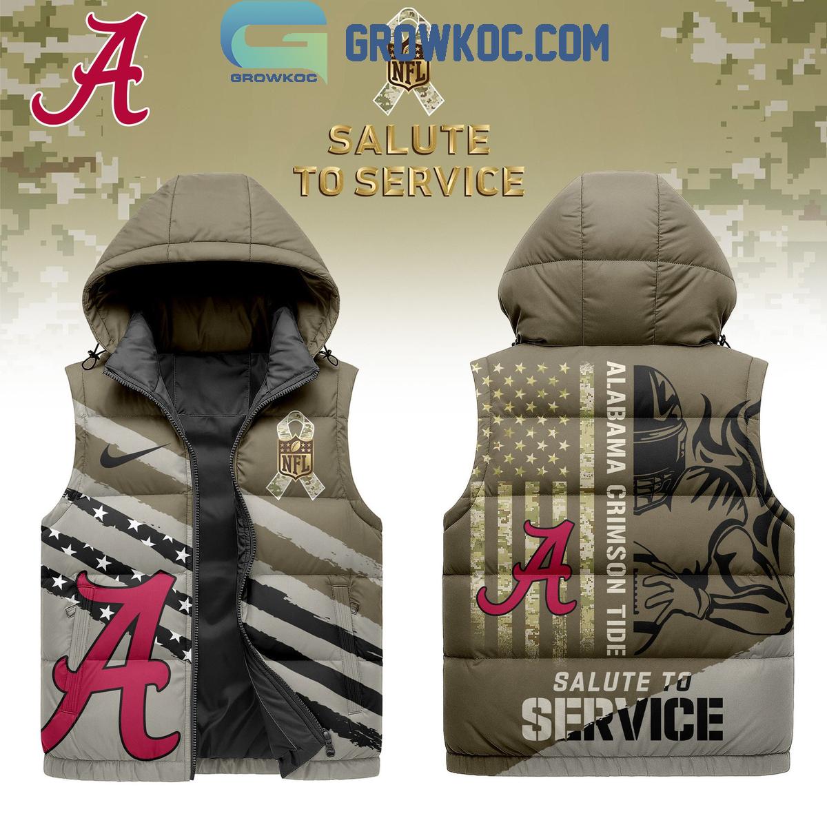 Alabama Crimson Tide Salute To Service Sleeveless Puffer Jacket Alabama Crimson Tide Salute To Service Sleeveless Puffer Jacket