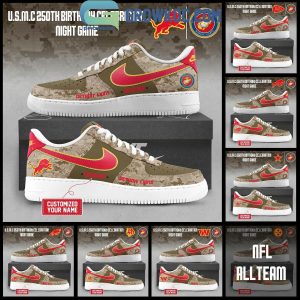 All Team NFL Celebration US Marine Corps 250th Birthday Night Game Air Force 1 Shoes