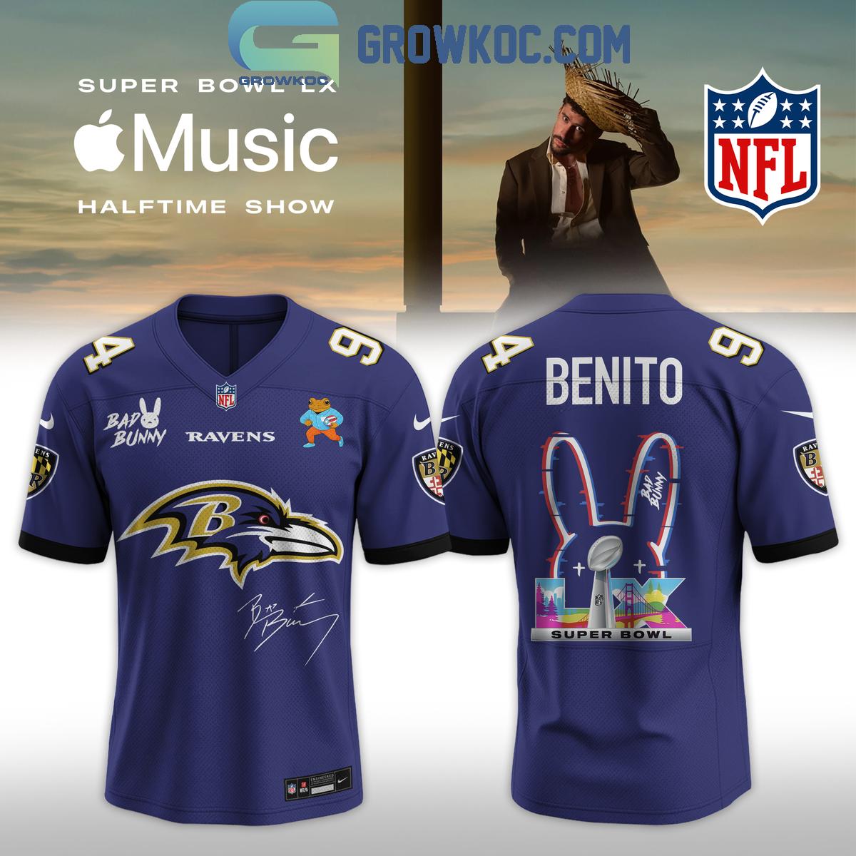 Baltimore Ravens Bad Bunny 2026 Super Bowl LX Jersey Baltimore Ravens Bad Bunny 2026 Super Bowl LX Jersey