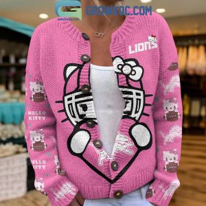 Detroit Lions Hello Kitty Pink Knitted Cardigan Jacket