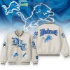 Detroit Lions Vintage Cream Old English Baseball Jacket