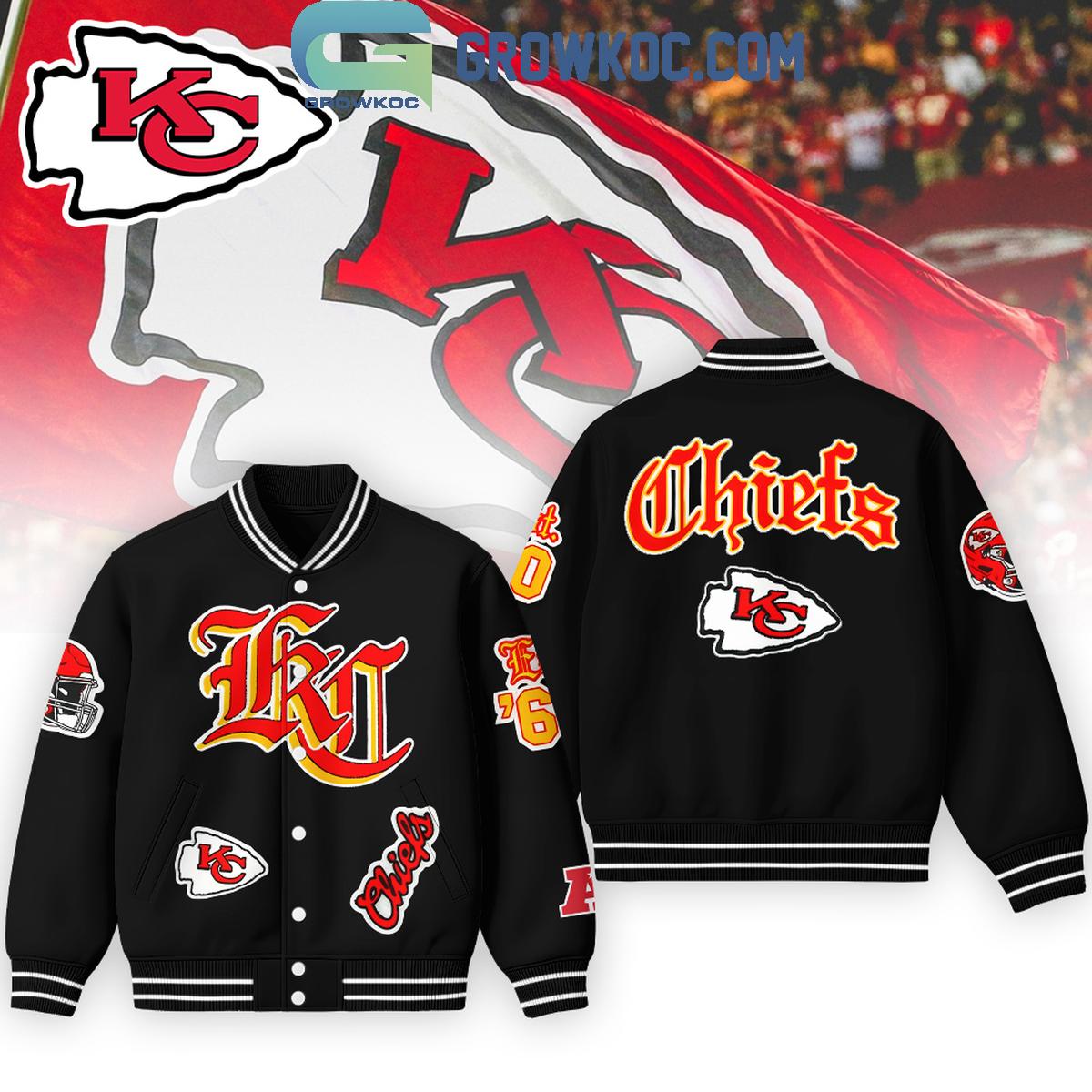 Kansas City Chiefs Vintage Cream Old English Baseball Jacket Kansas City Chiefs Vintage Cream Old English Baseball Jacket