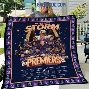 Melbourne Storm National Rugby League 2025 Premiers Fleece Blanket Quilt