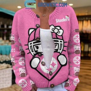 Pittsburgh Steelers Hello Kitty Pink Knitted Cardigan Jacket