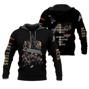Las Vegas Aces 2025 Champions Black Custom Hoodie