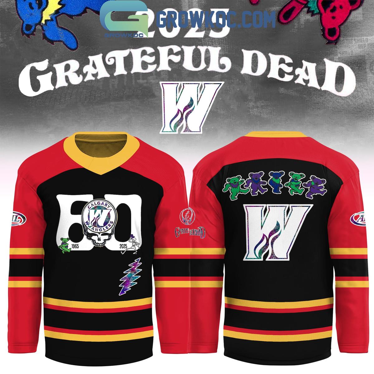 Calgary Wranglers x Grateful Dead 60 Years 2025 Hockey Jersey Calgary Wranglers x Grateful Dead 60 Years 2025 Hockey Jersey