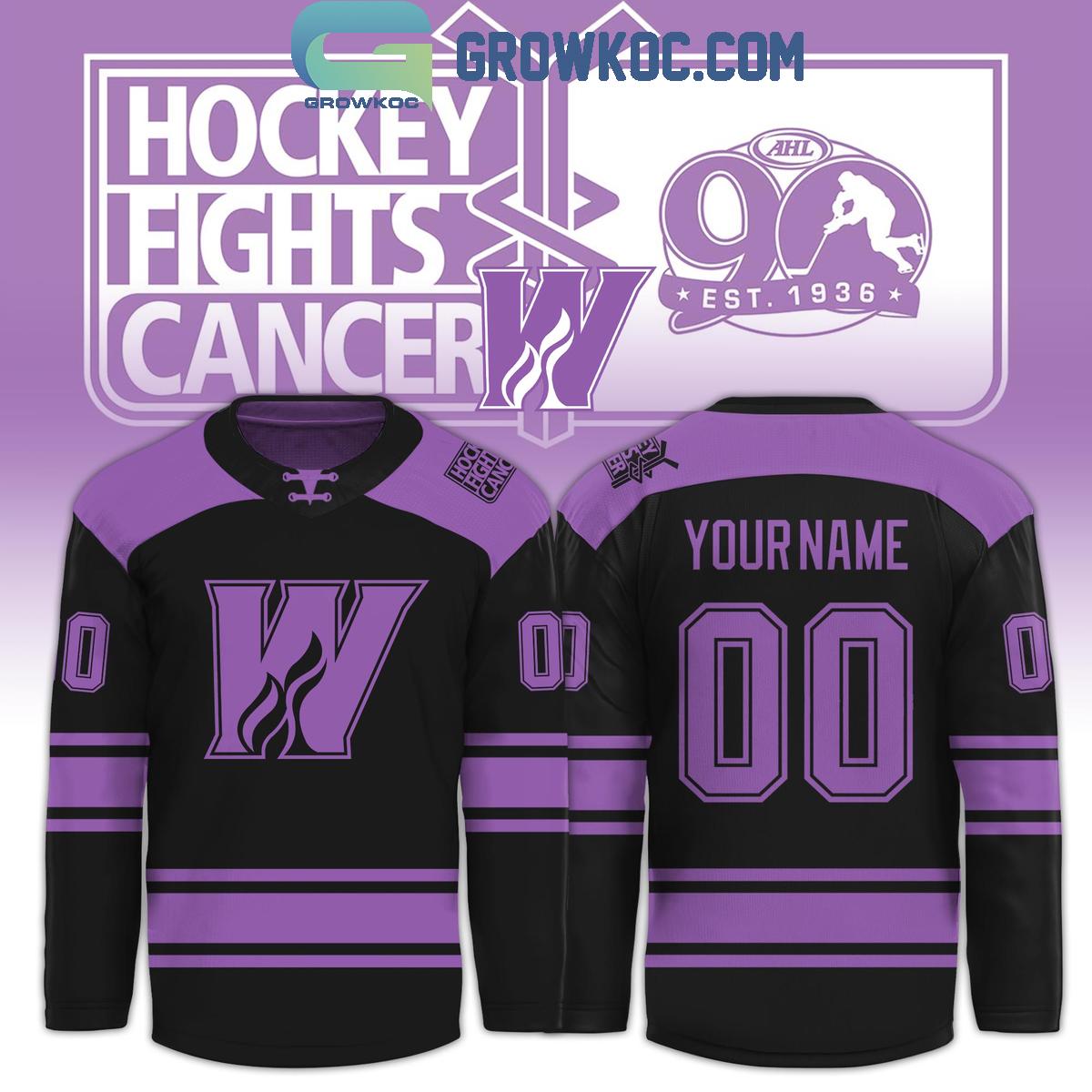 Calgary Wranglers x Hockey Fights Cancer 2025 Black Hockey Jersey Calgary Wranglers x Hockey Fights Cancer 2025 Black Hockey Jersey
