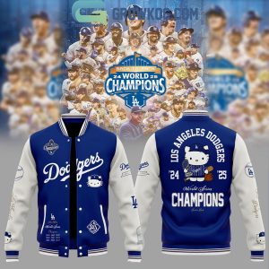 Los Angeles Dodgers x Hello Kitty 2025 World Series Champions Back 2 Back Baseball Jacket