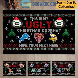 NFL NHL MLB NCAA Christmas Wipe Your Feet Here Doormat