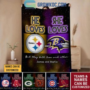 NFL NHL MLB NCAA Sport Mix 2 Teams He Loves She Love Blanket Quilt